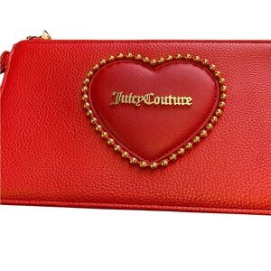 Juicy Couture Red Clutch with Gold Heart Accent